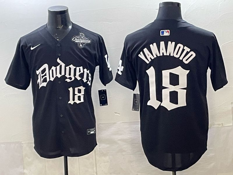 Men 2026 Nike Los Angeles Dodgers #18 Yamamoto Black Game MLB Jersey 012
